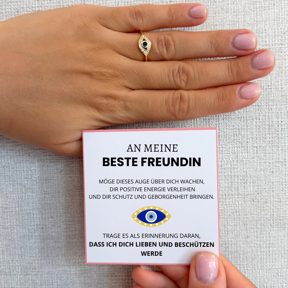 An meine beste Freundin – Glücksauge-Ring | Positive Energie | Verstellbar