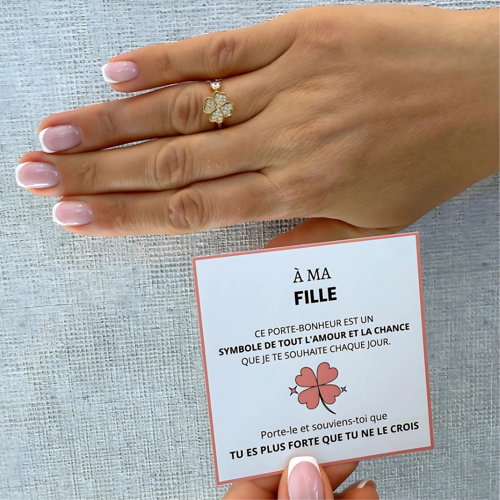 An meine Tochter – Kleeblatt-Glücksring | Anti-Stress | Drehbar | Verstellbar