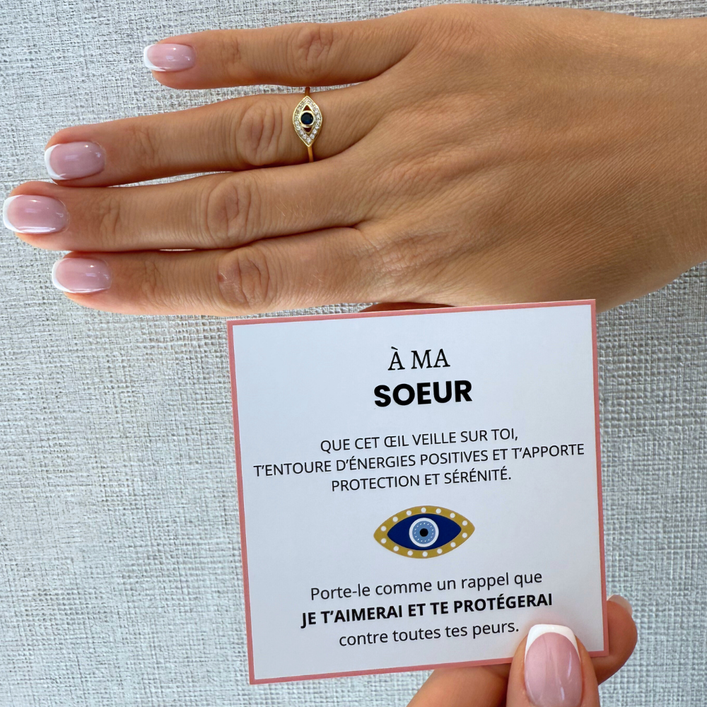 An meine Schwester – Glücksauge-Ring | Positive Energie | Verstellbar