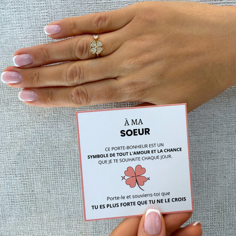 An meine Schwester – Kleeblatt-Glücksring | Anti-Stress | Drehbar | Verstellbar