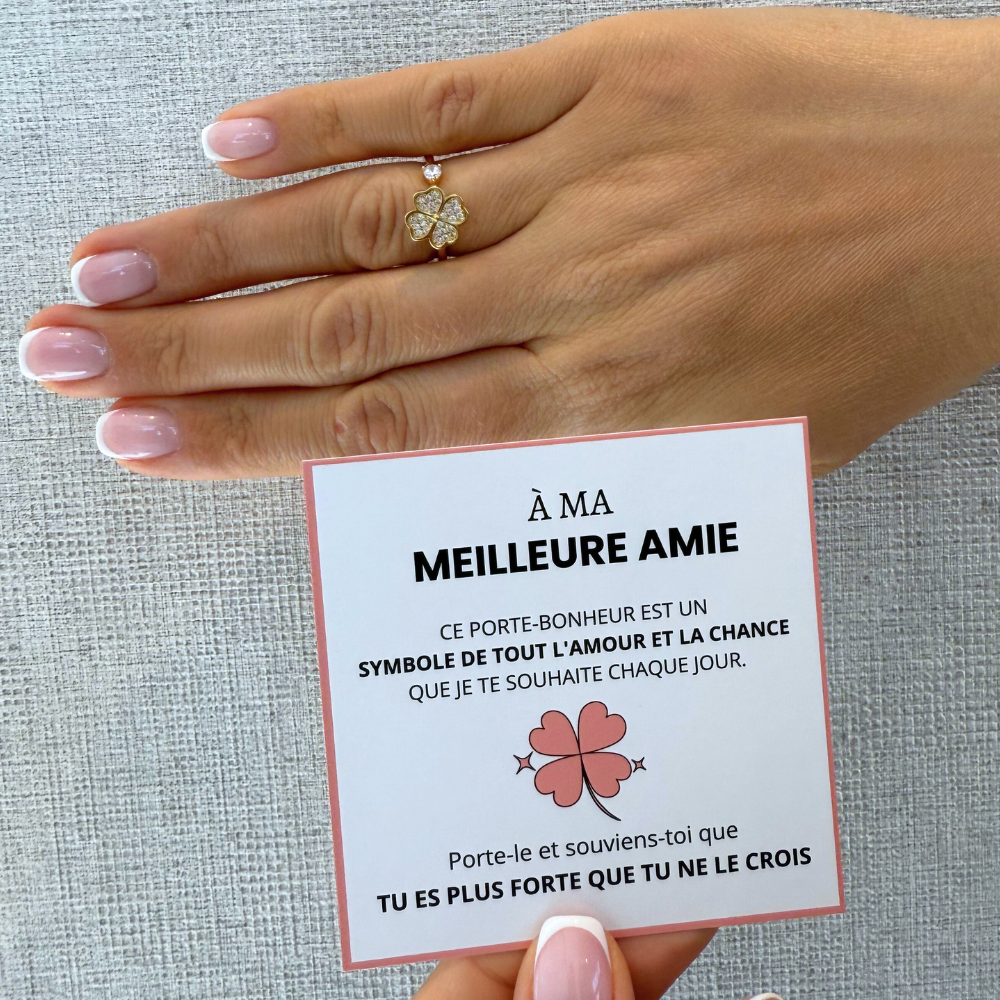An meine beste Freundin – Kleeblatt-Glücksring | Anti-Stress | Drehbar | Verstellbar