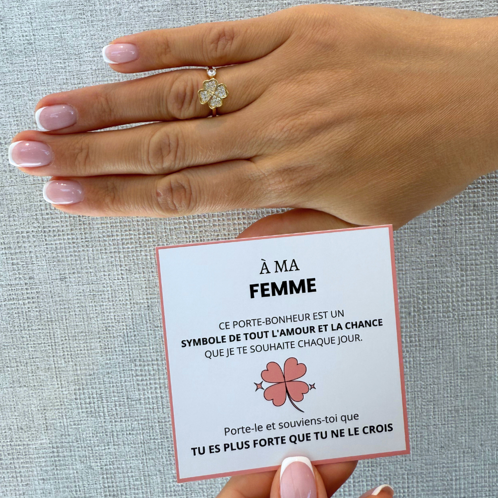 An meine Frau – Kleeblatt-Glücksring | Anti-Stress | Drehbar | Verstellbar