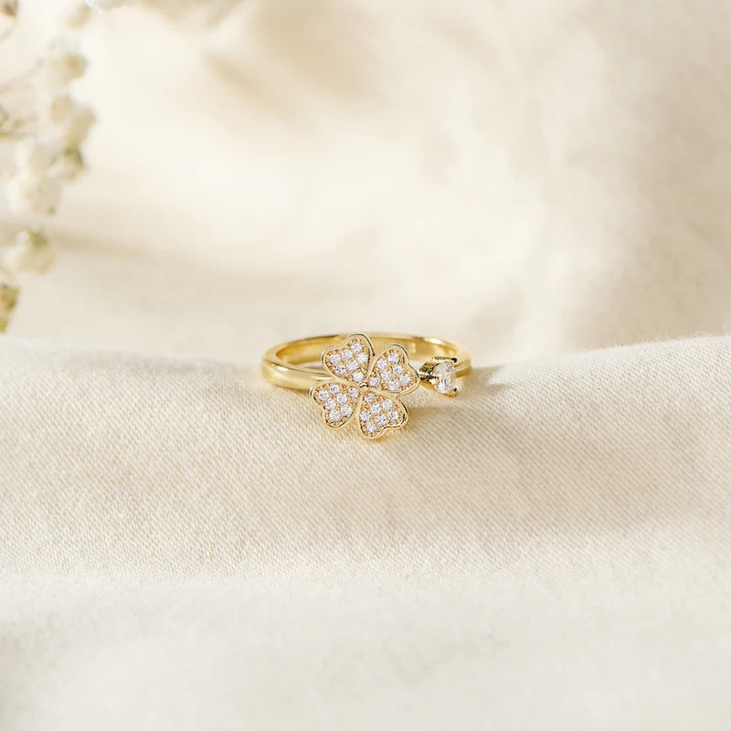 An meine beste Freundin – Kleeblatt-Glücksring | Anti-Stress | Drehbar | Verstellbar