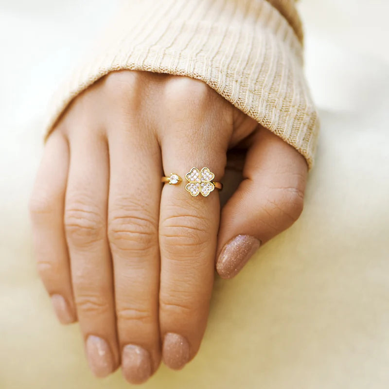 An meine beste Freundin – Kleeblatt-Glücksring | Anti-Stress | Drehbar | Verstellbar